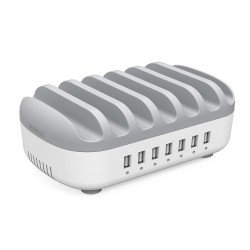 5V2.4A Doca de estação de carregamento USB de 7 portas com suporte de telefone