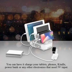 5V2.4A Doca de estação de carregamento USB de 7 portas com suporte de telefone