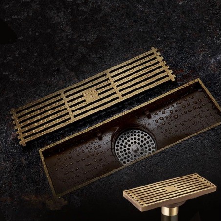 Antique brass - bathroom floor drain - wire strainerDrains