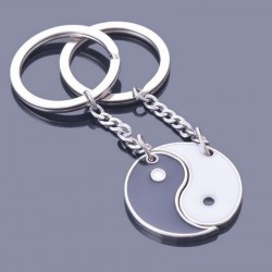 Preto e branco Yin Yang - chaveiro