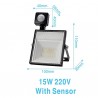 15W 30W 45W 60W / AC220V / SMD2835 LED flood light with adjustable motion sensorFloodlights