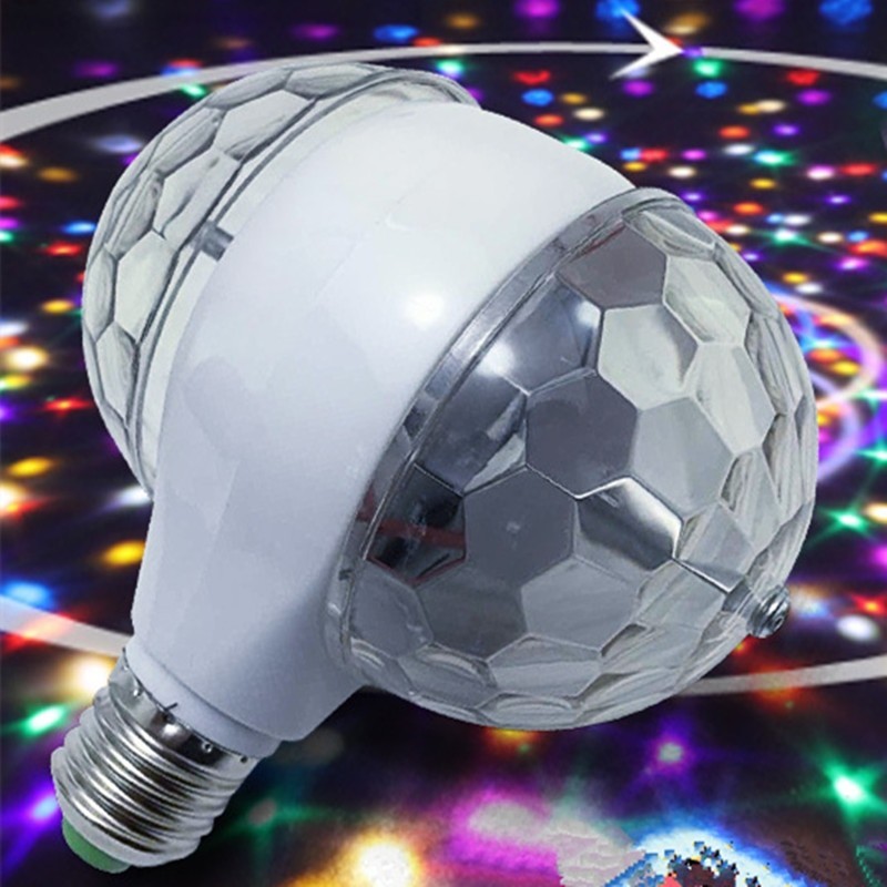 6W LED E27 RGB de luz - lâmpada rotativa com cabeça dupla - palco e lâmpada de disco