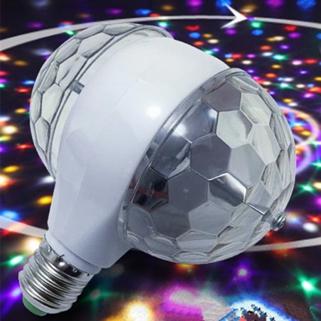 6W LED E27 RGB de luz - lâmpada rotativa com cabeça dupla - palco e lâmpada de disco