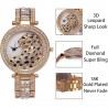 Luxury gold quartz watch with diamonds & leopardWatches