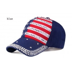 Tampa de beisebol com bandeira dos EUA e picos de metal - unisex