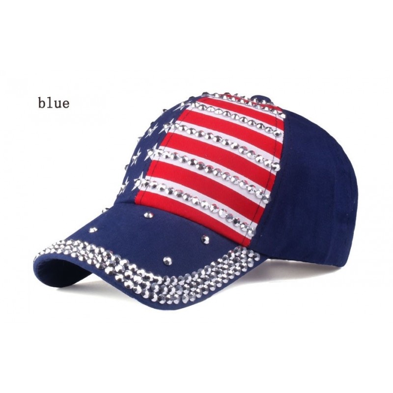 Tampa de beisebol com bandeira dos EUA e picos de metal - unisex