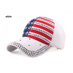 Tampa de beisebol com bandeira dos EUA e picos de metal - unisex