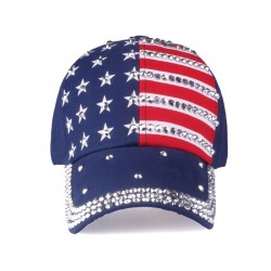 Tampa de beisebol com bandeira dos EUA e picos de metal - unisex