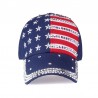Tampa de beisebol com bandeira dos EUA e picos de metal - unisex