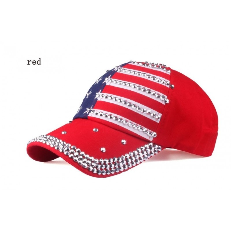 Tampa de beisebol com bandeira dos EUA e picos de metal - unisex
