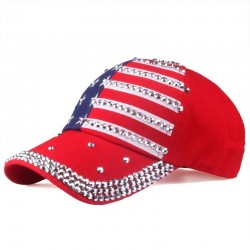 Tampa de beisebol com bandeira dos EUA e picos de metal - unisex