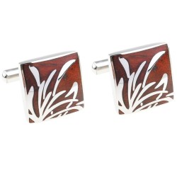 Cufflinks de madeira de rosa quadrado elegante