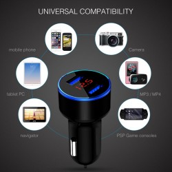 Carregador de carro de smartphone universal 5V 3.1A com USB duplo e LED