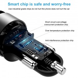Carregador de carro USB universal 3.6A duplo com display LED