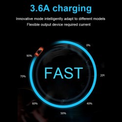 Carregador de carro USB universal 3.6A duplo com display LED