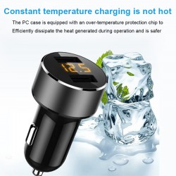 Carregador de carro USB universal 3.6A duplo com display LED