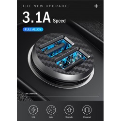 Mini 3.1A carregador de carro rápido universal com USB dual