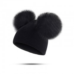 Chapéu de inverno infantil com pele pom pom