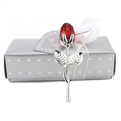 Rosa de cristal com haste de metal