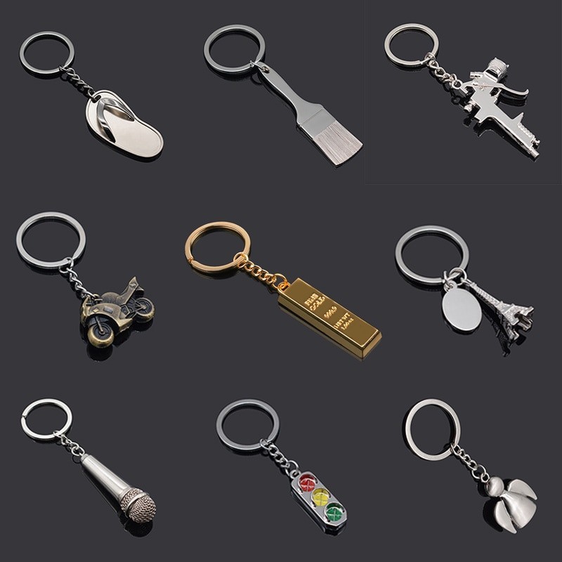 Chinelos - microfone - semáforos - chaveiro de metal