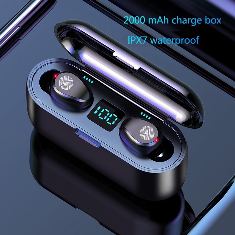 V5.0 F9 TWS wireless Bluetooth earphone - LED display - 2000mAh power bank - headset with microphoneHeadsets