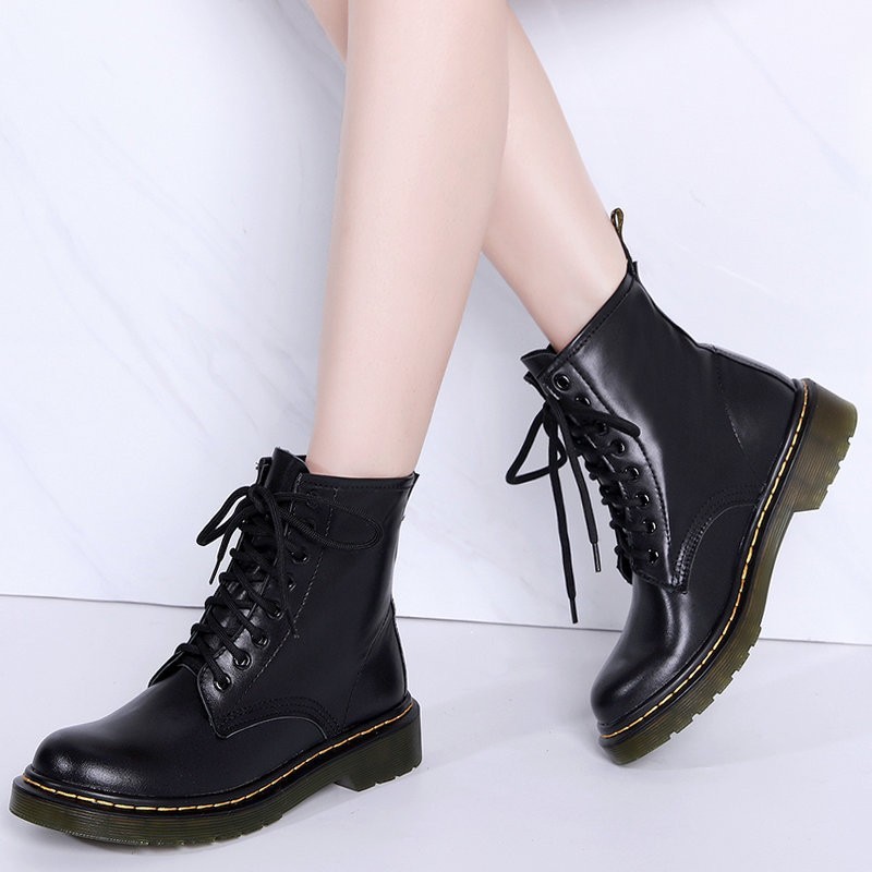 Couro genuíno - botas femininas - sola de borracha - outono - inverno