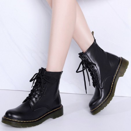 Couro genuíno - botas femininas - sola de borracha - outono - inverno