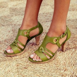 Fashionable leather gladiator sandals - high heelSandals