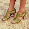 Fashionable leather gladiator sandals - high heelSandals