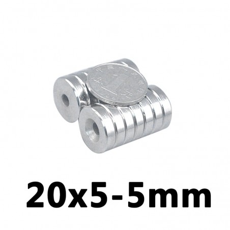 N35 anel de ímã de neodímio - 20 * 5 - furo de 5mm - 5 peças