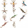 Crocodilo de cristal & starfish & bee - chaveiro