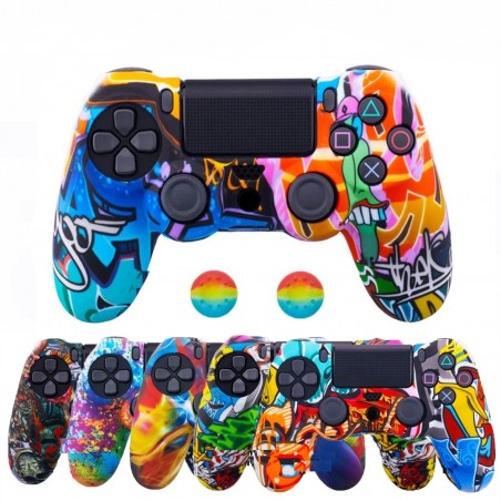 Playstation Dual Shock PS4 Pro Slim - pele protetora para controlador & 2 polegar vara apertos tampas