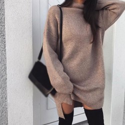 Outono - inverno solto camisola - mini vestido