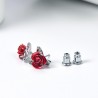 Gold stud earrings with red roseEarrings
