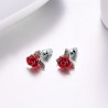 Gold stud earrings with red roseEarrings