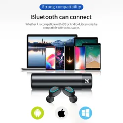 Q67 TWS sem fio earbuds - estéreo 3D - Bluetooth 5 - microfone - impermeável - auto emparelhamento headset