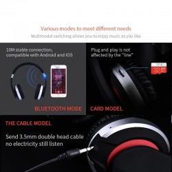 Auscultadores sem fio MH7 - fone de ouvido Bluetooth - dobrável - microfone - cartão TF
