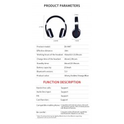 Auscultadores sem fio MH7 - fone de ouvido Bluetooth - dobrável - microfone - cartão TF