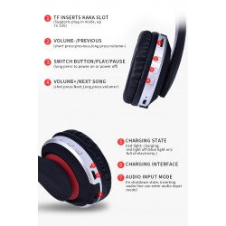 Auscultadores sem fio MH7 - fone de ouvido Bluetooth - dobrável - microfone - cartão TF