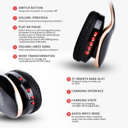Auscultadores Bluetooth sem fio - cancelamento de ruído - dobrável - baixo estéreo - auriculares ajustáveis com microfone
