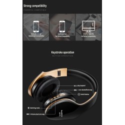 Auscultadores Bluetooth sem fio - cancelamento de ruído - dobrável - baixo estéreo - auriculares ajustáveis com microfone