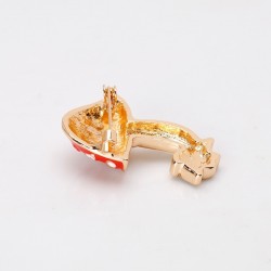 Red enamel mushroom crystal broochBrooches