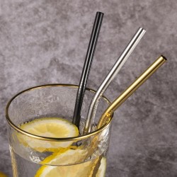 Reutilizável - palhas de beber de aço inoxidável - conjunto com saco