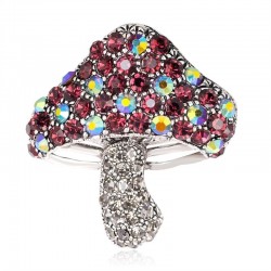 Cogumelo com cristais coloridos - broche