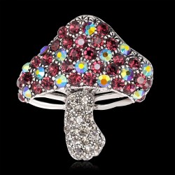 Cogumelo com cristais coloridos - broche