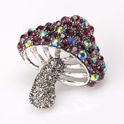 Cogumelo com cristais coloridos - broche