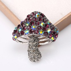 Cogumelo com cristais coloridos - broche