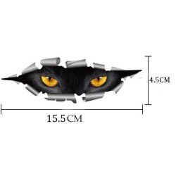 3D olhos de gato espreitando - adesivo de carro de vinil - impermeável
