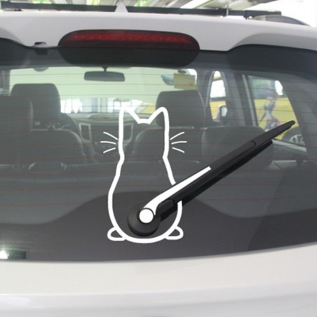 Adesivo de vinil com um gato para o pára-brisa de carro traseiro & limpador