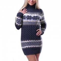Winter long sweater - mini dress with turtleneckDresses